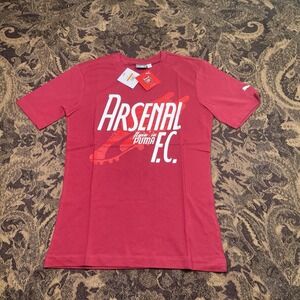 Arsenal FC Puma Graphic Shoe Soccer Tee Rio Red Shirt Mens Size Small New